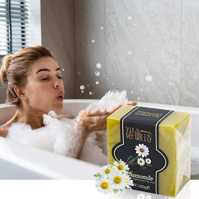 Jabón de manzanilla y jabón reparador para rostro y cuerpo. Elimina manchas oscuras. Limpieza profunda. Jabón natural hecho a mano. Suave para todo tipo de piel. Para hombres y mujeres.