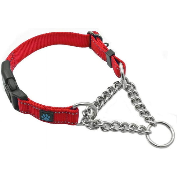 shiyou-Stainless Steel Chain Martingale Collar - We Donate a Collar to a Dog Rescue for Every Collar Sold (Medium, RED)