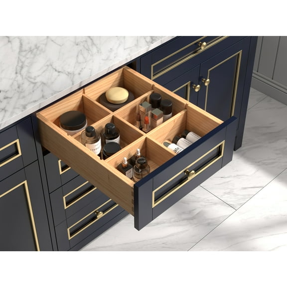 Legion Furniture 72" Blue Finish Sink Vanity Cabinet With Carrara White Top