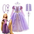 thumbnail image 2 of Disney vestido de princesa Rapunzel para niños, conjunto de disfraces enredados, ropa de fantasía para fiesta de cumpleaños, Carnaval y Halloween, 2 of 4