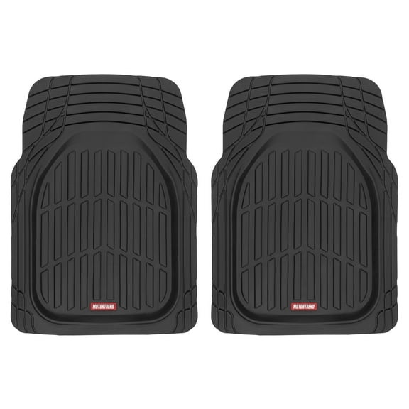 Motor Trend -2 Piece Front Car Floor Mats- Black FlexTough Contour Liners-Deep Dish Heavy Duty Rubber Floor Mats for Car SUV Truck & Van-All Weather Protection, Universal Trim to Fit