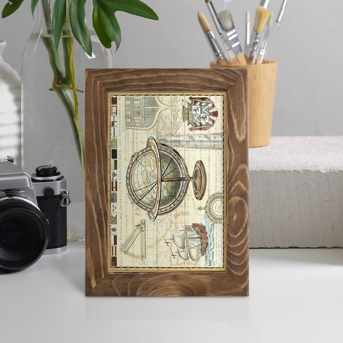 Nautical Map II -Framed Print w/glass-Walnut
