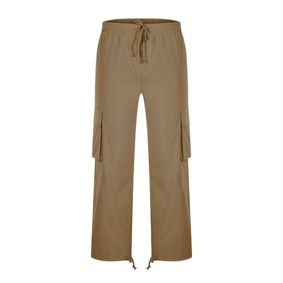 Men Baggy Cargo Sweatpants Drawstring Waist Multi-Pockets Casual Loose Fit Straight Leg Jogger Pant Trousers Streetwear