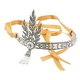 thumbnail image 4 of Wedding Bridal Leaf Style Rhinestone Pearl Hair Barrettes / Hairband / Tiara / Hair Loop (Sliver), 4 of 6