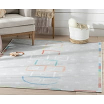 Well Woven Kids Rugs Hopscotch Modern Multi Printed Distressed Machine Washable 3'3" x 5' Area Rug