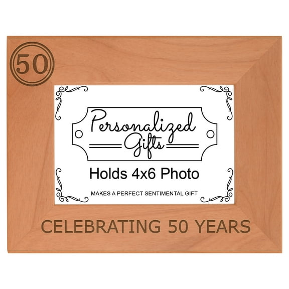 ThisWear 50th Birthday Gift Celebrating 50 Years Wood Laser 4x6 Landscape Picture Frame