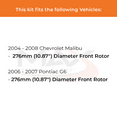 thumbnail image 2 of Max Advanced Brakes - Brake Kit for 2004 2005 2006 2007 2008 Chevy Malibu 2006 2007 Pontiac G6 Front Replacement Geomet Coated Disc Brake Rotors and Ceramic Brake Pads, 2 of 9