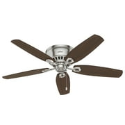 Hunter 52 inch Indoor Ceiling Fan with LED Lights - Ceiling Fan with Pull Chain, For Bedroom, Living Room, or Kitchen, Low Profile Mount, No Remote, 5 Blades - Builder 53328, Brushed Nickel