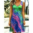 thumbnail image 2 of Butterfly Ombre Print Dress, Women's Casual Vacation Daily Wear, Sleeveless V-Neck Dress Summer Elegant, 2 of 16