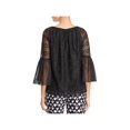 thumbnail image 2 of Le Gali Womens Lace Bell-Sleeve Pullover Blouse, Black, X-Small, 2 of 2