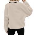 thumbnail image 6 of Hueook Flannel Jacket Women European and American Solid Color Lamb Wool Jacket Long Sleeved Hooded Casual Jacket/jacket Beige 2X, 6 of 8