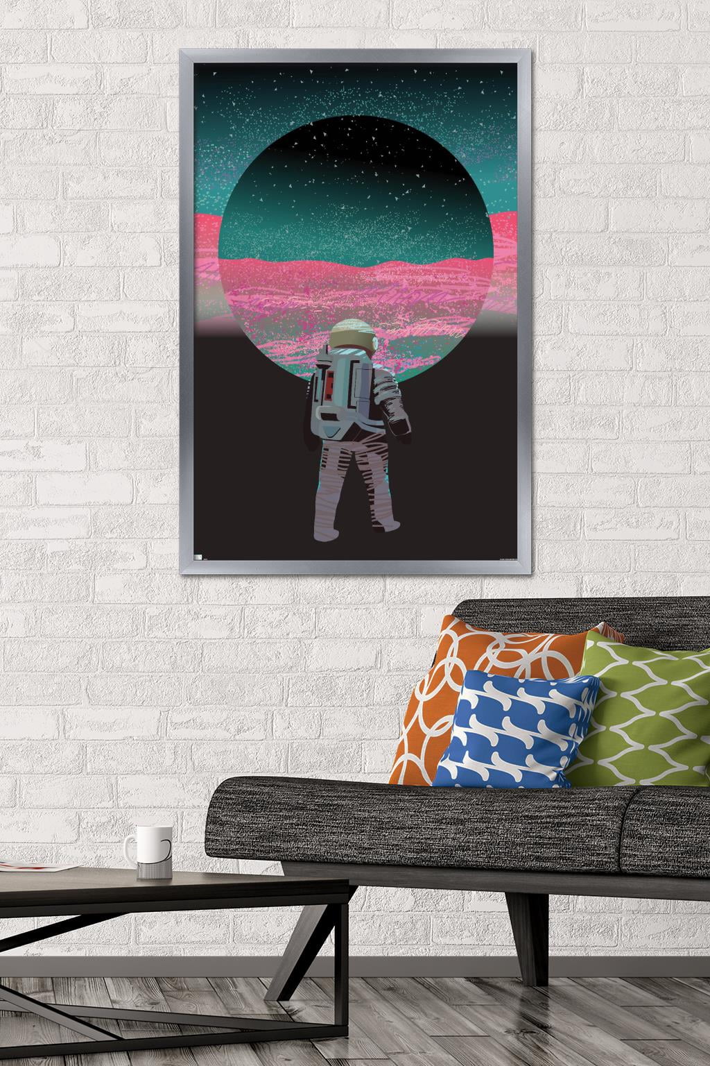 Abstract Astronaut Wall Poster, 22.375" x 34" Framed