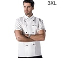thumbnail image 3 of Cocina Chef Abrigos de manga corta de doble pecho Ropa de trabajo Cocina Chefs Use Cook Works Ropa para restaurante Hotel Use White 3xl Noticed HA011666-10, 3 of 7