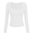 thumbnail image 3 of Thermal Tops for Women Square Neck Long Sleeve Shirts Womens Undershirts Fitted Tops Women Winter Tops Women'S Clothing, 3 of 3