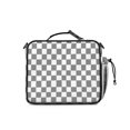 thumbnail image 3 of Gray and White Checkered Pattern Insulated Lunch Bag with Shoulder Strap and Bottle Holder,Bento School Lunch Bag Box,11x9.5x3.5 Inches, 3 of 5