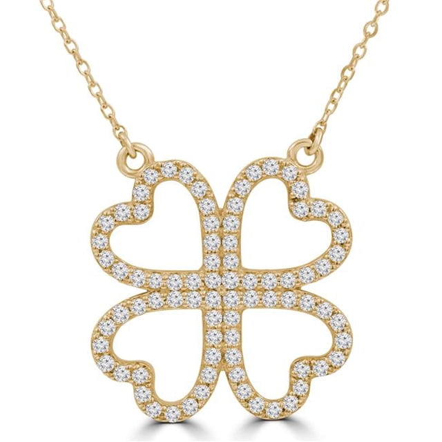 Majesty Diamonds MD210276 Collier Trèfle Rond à Quatre Cœurs en Or Jaune 14K