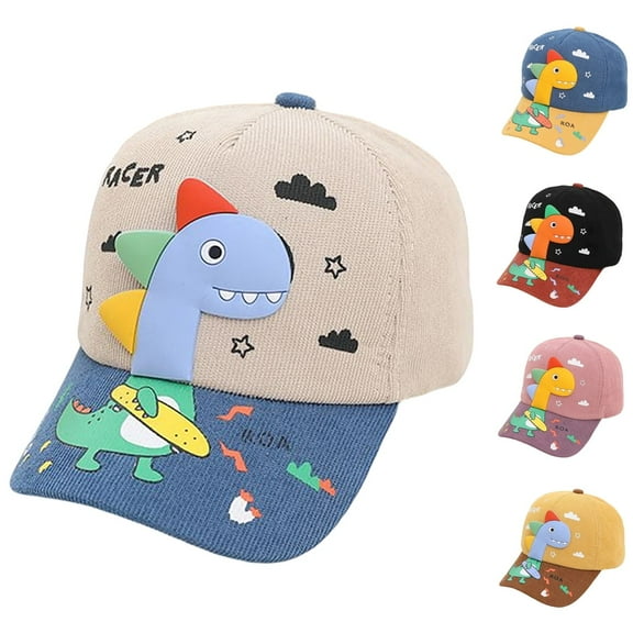 WIBACKER 2-5T Toddler Kids Cute 3D Dinosaur Baseball Cap Autumn Winter Corduroy Hat Outdoor Warm Casual Bonnet