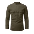 thumbnail image 5 of Kizanda Men Half Button Work Shirt with Chest Pockets Pullover Lightweight Stand Collar Work Comfy Office Shirt Long Sleeve Fall Winter Business Casual Top for Men XXL, 5 of 9