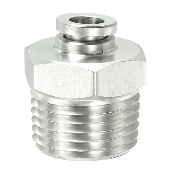 Uxcell Push to Connect Fitting, 304 Stainless Steel Male Straight 1/4" Tube OD x 1/2" NPT Thread  1 Pcs