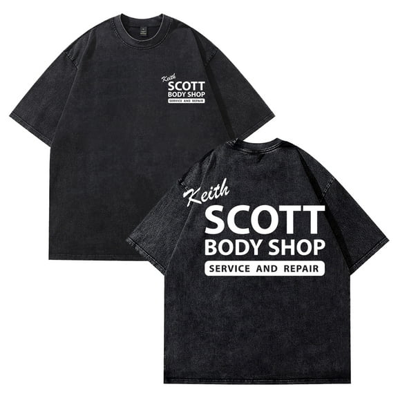 Keith Scott Body Shop One Tree Hill Washed T-shirt Crewneck Short Sleeve Streetwear Women Men Cotton Tee