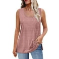 thumbnail image 2 of Hauts pour Femmes Mode Été T-Shirt Col en V Sans Manches Blouse Décontractée Rouge Pastèque TTG, 2 of 9