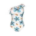thumbnail image 4 of Yiaed Flower Leaves Print Women One Piece Swimsuits Tummy Control One Shoulder Bathing Suits Pattern Ruffle Swimwear-Small, 4 of 8