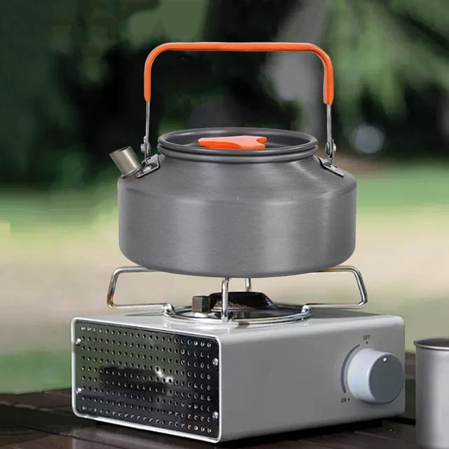 Camping Tea Kettle Drinkware Picnic Coinacer con asa Tetera de té portátil para tapa de campamento para caminar para viajar 1.1L 15x15x7.9cm