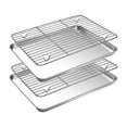 thumbnail image 1 of Bandeja Para Hornear Con Juego De Rejilla Para Enfriar (2 Bandejas Para Hornear+2 Rejillas Para Hornear) Cekee Juego De Bandejas Para Galletas Pequeñas Antiadherentes De Acero Inoxidable Tamaño 10.39, 1 of 5