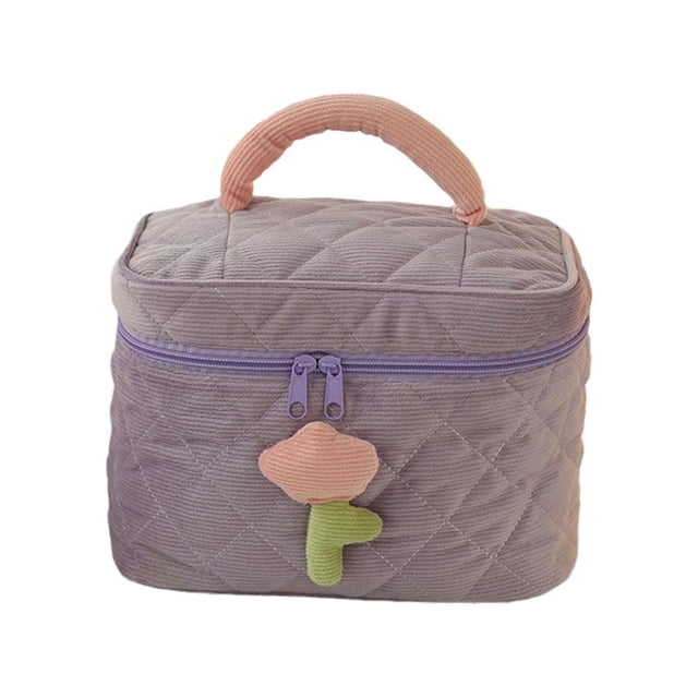 Wartleves Bolsa de almacenamiento para mujer, bolsa de pana para cosméticos, organizador con cremallera, artículos de tocador