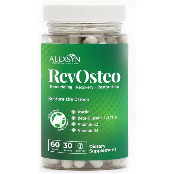 RevOsteo Bone & Metabolic Support – 60 Capsules Advanced Bone Nutrition with Icariins, Vitamin K2, D3, Boron & Beta-Glucans | Vegan & Gluten-Free | 2X Support vs. Basic Calcium