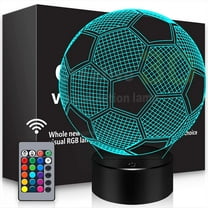 REQO Soccer Gifts 3D Night Light,16 Colors Changing Touch/Remote Contro, Soccer 3D Illusion Lamp, Birthday Christmas Gifts for Boys Girls, Soccer Stuff Soccer Room Decor