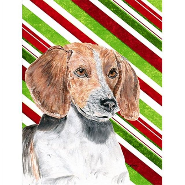 Carolines Treasures SC9621GF English Foxhound Candy Cane Christmas Flag Garden Size