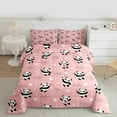 thumbnail image 3 of Manfei Cute Panda Animal Full Size Comforter Sets for Kid, Girly Pink Cherry Blossoms Bedding Comforter Set, Cartoon Stars Print Reversible Bedding Sets, Luxury Bedroom Decor, 3 Pieces, 3 of 9