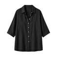 thumbnail image 6 of BLVB Button down Shirts for Women 3/4 Sleeve Tops V Neck Collared Office Blouses Dressy Casual Outfits, 6 of 7