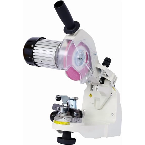 Acekid 120V Chainsaw Sharpener, Bench Grinder with Guide, Multi-Angle Adjustable, Compatible with All Chains, White