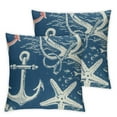 thumbnail image 2 of Nawypu Coastal Pillow Covers, Blue Ocean Themed Beach Fish Seashell Throw Pillow Covers Nautical Coral Starfish Cushion Case Summer Home Decor for Couch Sofa Outdoor,Set of 2, 2 of 6