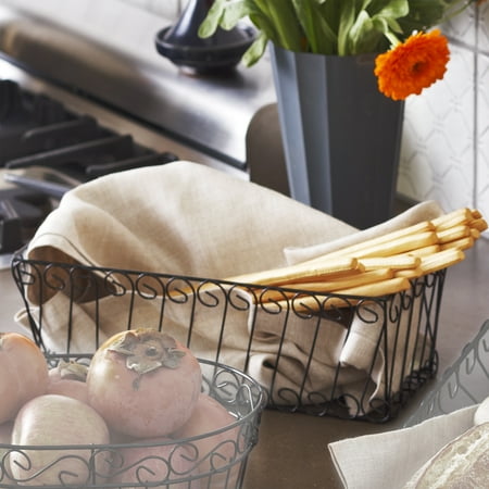 - Stella Rectangular Wire Basket - Scroll Design 11in