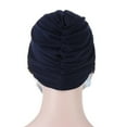 thumbnail image 5 of SPRING PARK Women Solid Color Front Cross Button Beanie Muslim Bonnet Headscarf Stretchy Turban Hat Hijab Cap Headwear Free Size, 5 of 5
