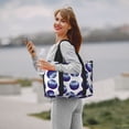 thumbnail image 5 of Travel Duffle Bag Blueberry Print white Travel Tote Bags Carry on Luggage Waterproof Weekender Bags with Top Handle Adjustable Shoulde Strap for Travel Gym, 5 of 5