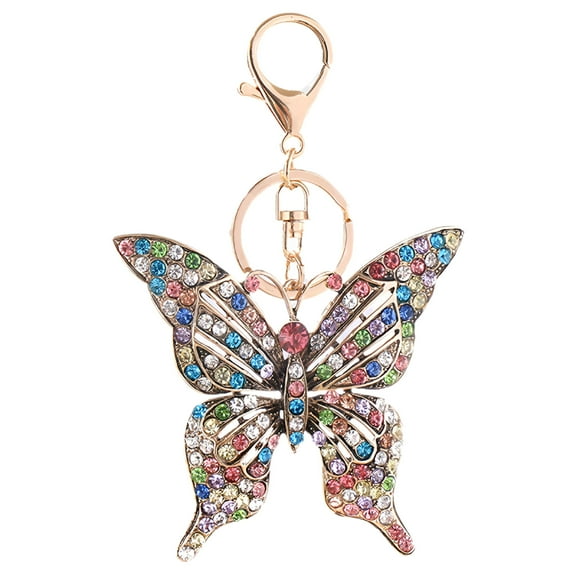 DESIGNICE Butterfly Crystal Rhinestone Keychain for Women Girlfriend Gifts Valentine's Day Car Key Ring Handbag Gift Bag Key Chain Butterfly Pendant (D, One Size)