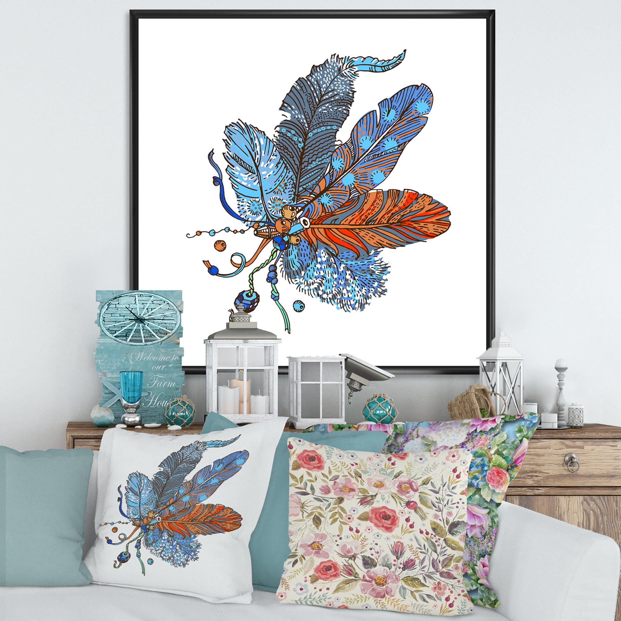 Designart 'Ethnic Boho Art Design' Bohemian & Eclectic Framed Canvas Wall Art Print