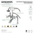 thumbnail image 4 of Kingston Brass AE111T8 Aqua Vintage 7" Center Deck-Mount Clawfoot Tub Faucet with Hand Shower, Brushed Nickel, 4 of 5