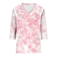thumbnail image 4 of Womens Summer Tops Floral Printed 3/4 Length Sleeve V Neck Dressy Casual Shirts Loose Fit Work Comfy Going Out Beach Outfits Clothes, 4 of 4