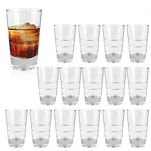 4 Ounce Heavy Base Shot Glass Set,QAPPDA Whisky Shot Glasses 4 oz,Mini Glass Cups For liqueur,Cordial Glasses,Tequila Cups Small Glass Shot Cups Set Of 16 KTY1511