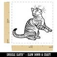 thumbnail image 2 of Playful Tabby Cat Domestic Shorthair Self-Inking Rubber Stamp Ink Stamper - Yellow Ink - Small 1 Inch, 2 of 7
