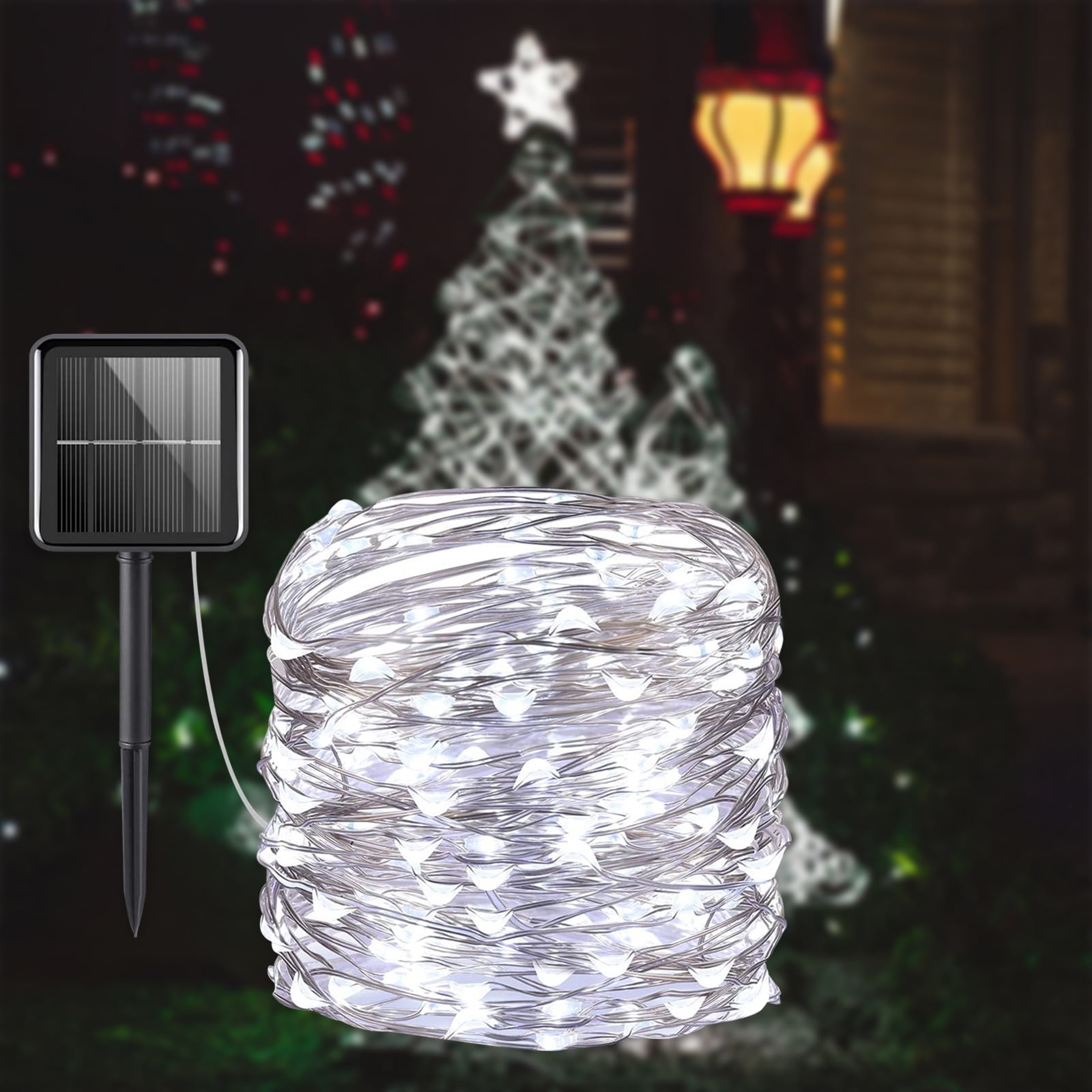 LED Solar String Light Waterproof 12/22m Copper Wire Fairy Outdoor Garden Xmas