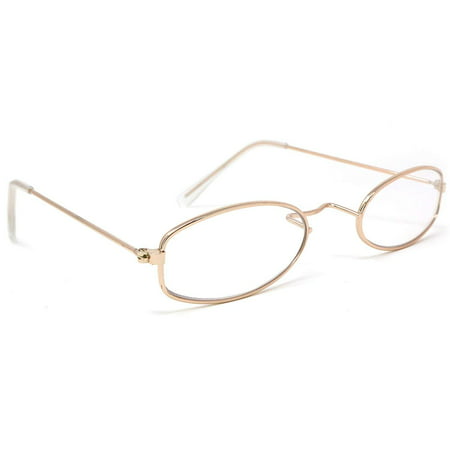 Skeleteen Old Man Costume Glasses - Gold Oval Granny Dress Up Eyeglasses - 1