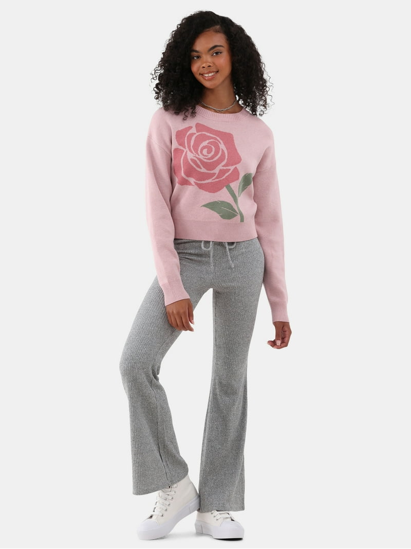 No Boundaries Brushed Ribbed Flare Pants, Women's - Walmart.com
