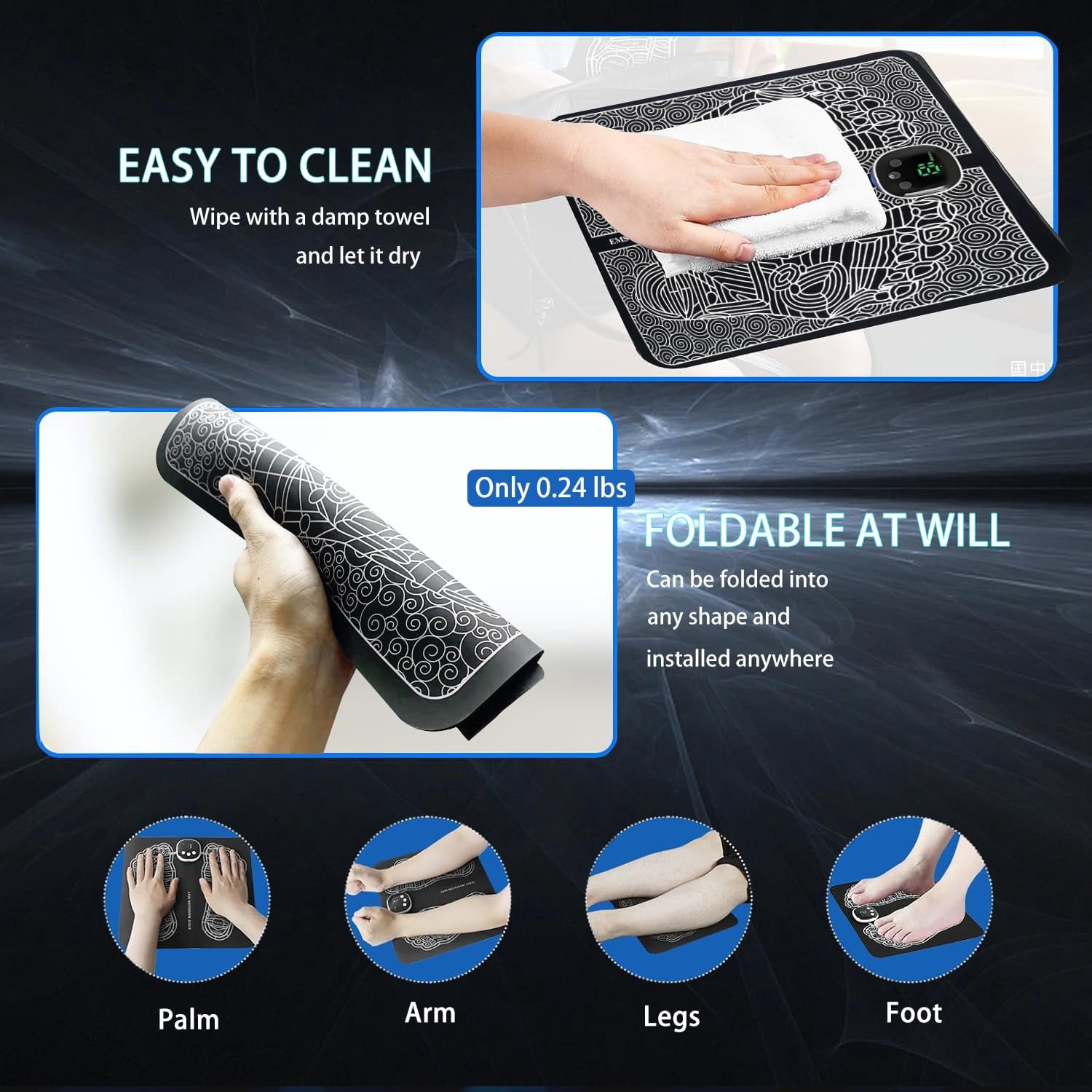 Foot Massager Pad for Plantar, Muscle Relaxation, Foldable Legs & Feet Massager Pad