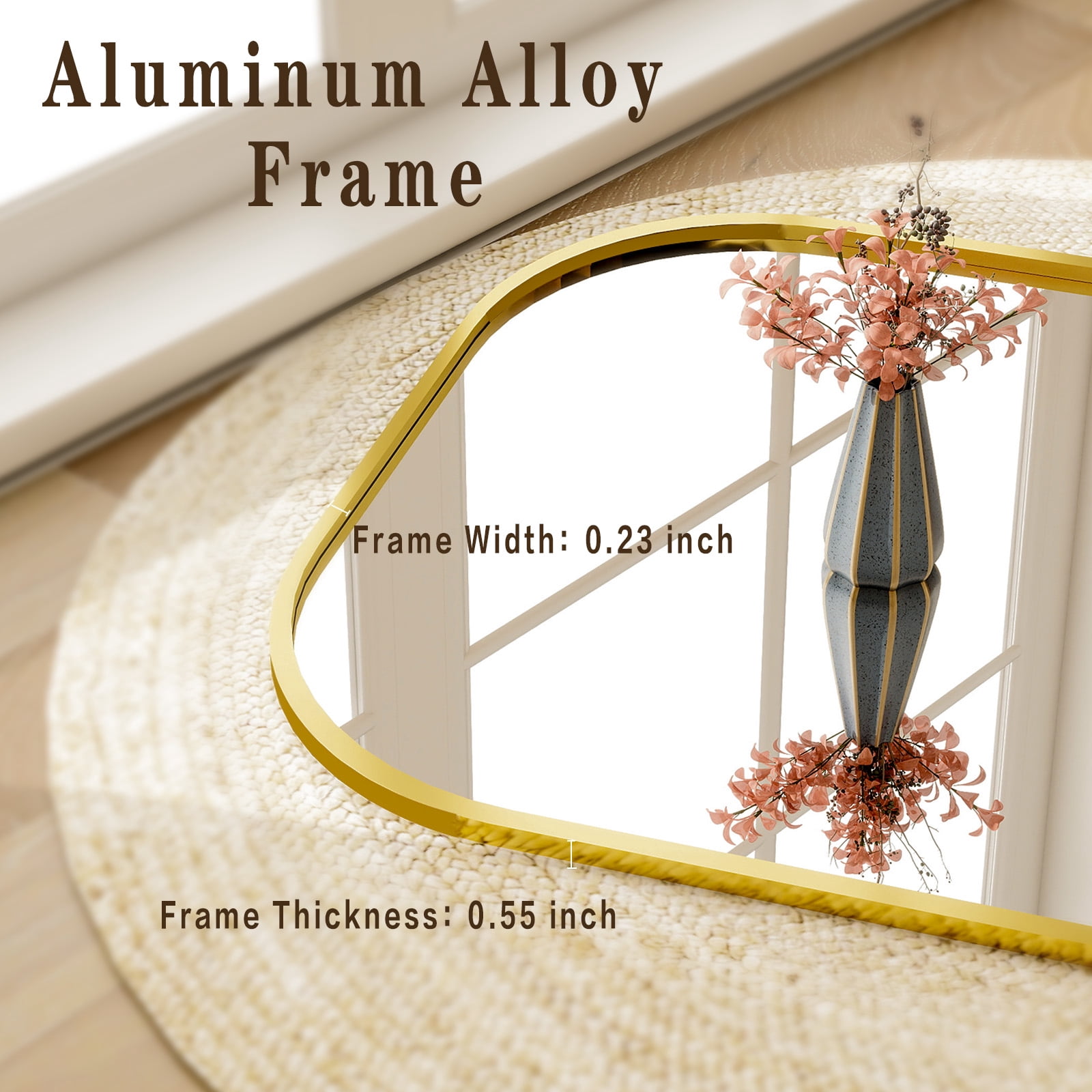Gleamira 34"x76" Oversized Full Length Mirror Floor Mirror with Rounded Corner, Gold